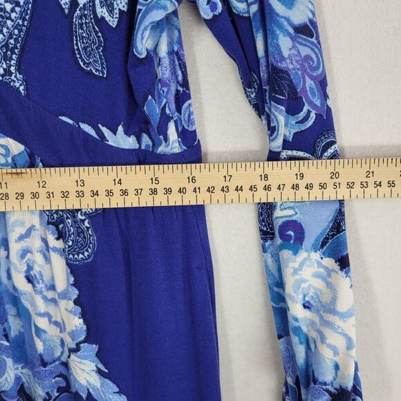 Soft Surroundings Shivani Floral Maxi Dress PL Blue Empire Waist Long Sleeve - Picture 6 of 10